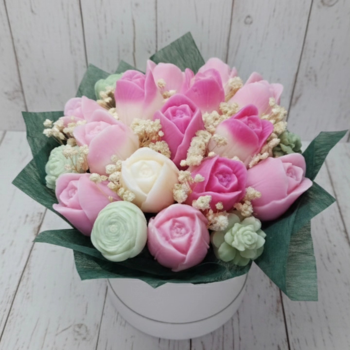 Bouquet tulipes bougies parfumées rose et blanc - Les Rêveries de Sofie